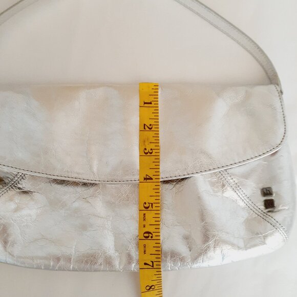 Helen Welsh Silver Leather Shoulder or Clutch Bag - Picture 15 of 16